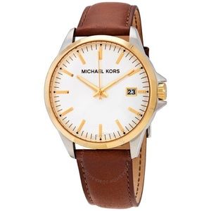 White Dial Men's Leather Watch MK7071